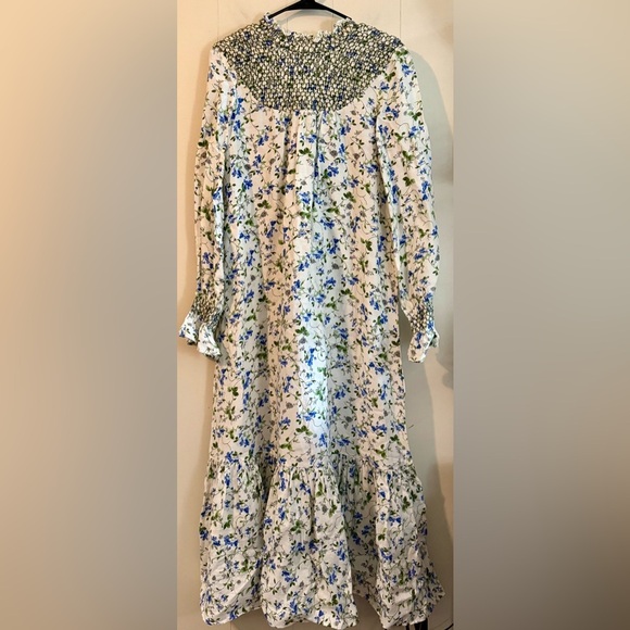 Zara NWT Printed Rustic Smocked High Neck Floral Midi Dress, Size S - Picture 6 of 14